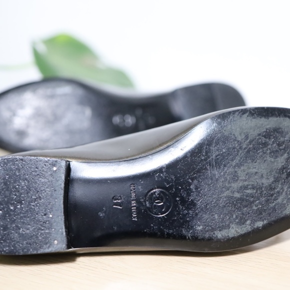 Chanel Ballerina Flat Sandals Patent Leather Green Bronze Brown Back Toe Sz 37 - Picture 5 of 13